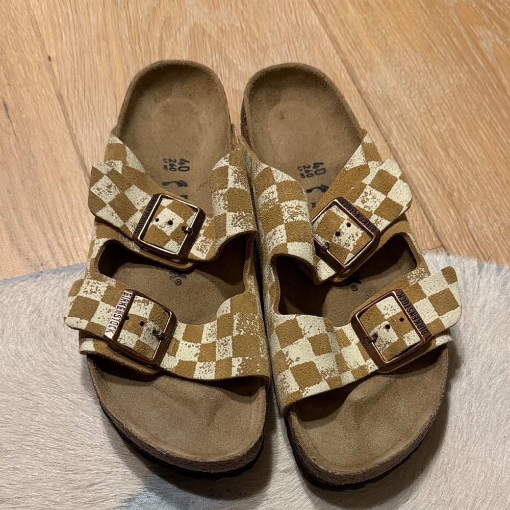 The Great X Birkenstock Sandals - Tan Checkered